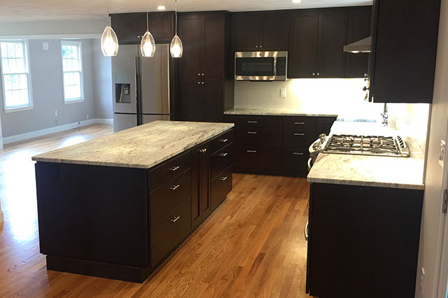 Dark Cabinet Granite Countertop Kitchen Remodel